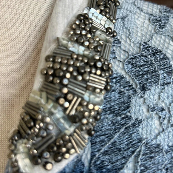 Alberto Makali Blue Floral Lace Beaded Collar Blazer Jacket Size XL - Picture 7 of 8